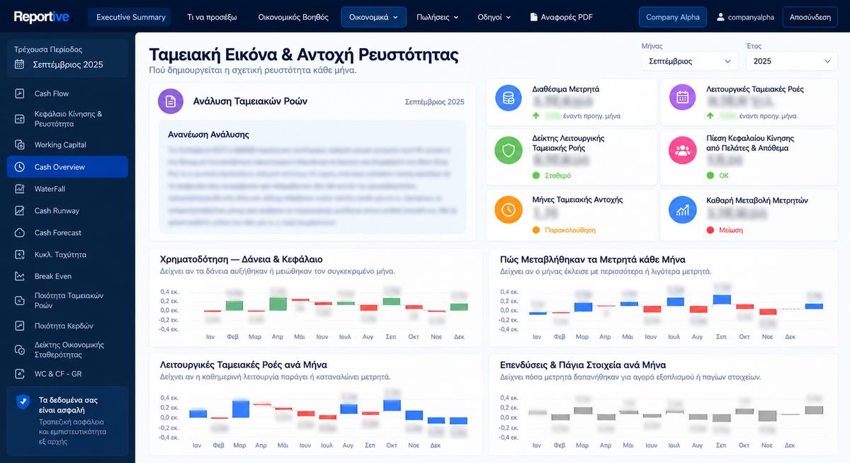 Cash and liquidity dashboard
